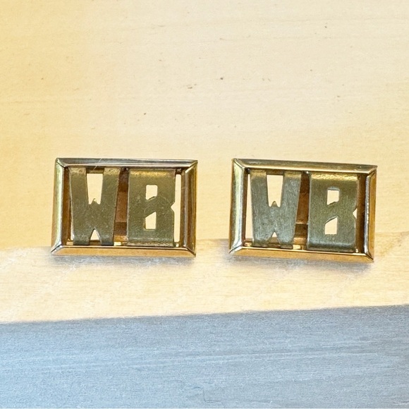 WB Initials Swank Gold Tone Cufflinks Vintage - Picture 1 of 8